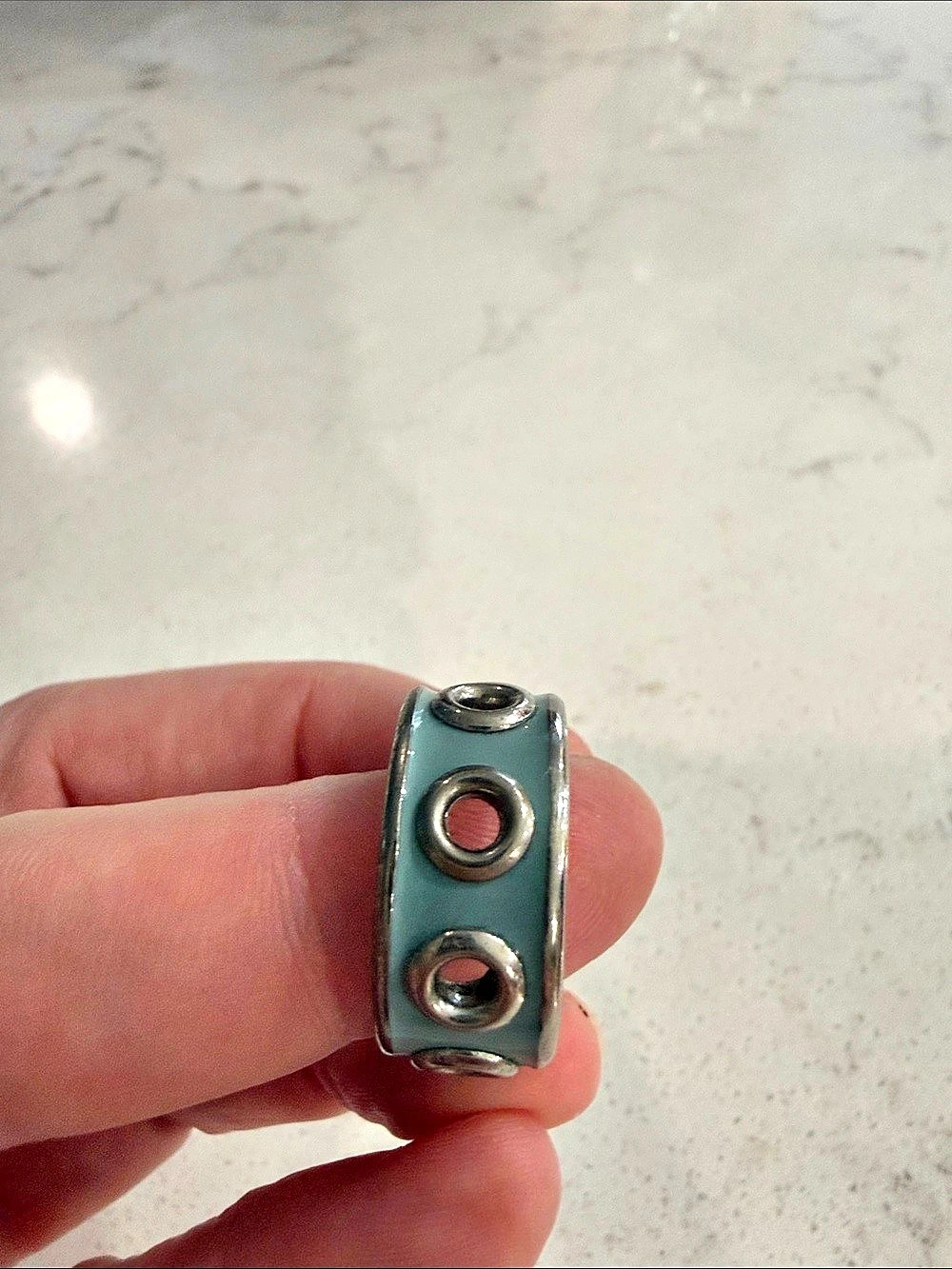 Coach Silver & Blue Geometric Rings - Picture 3 of 10